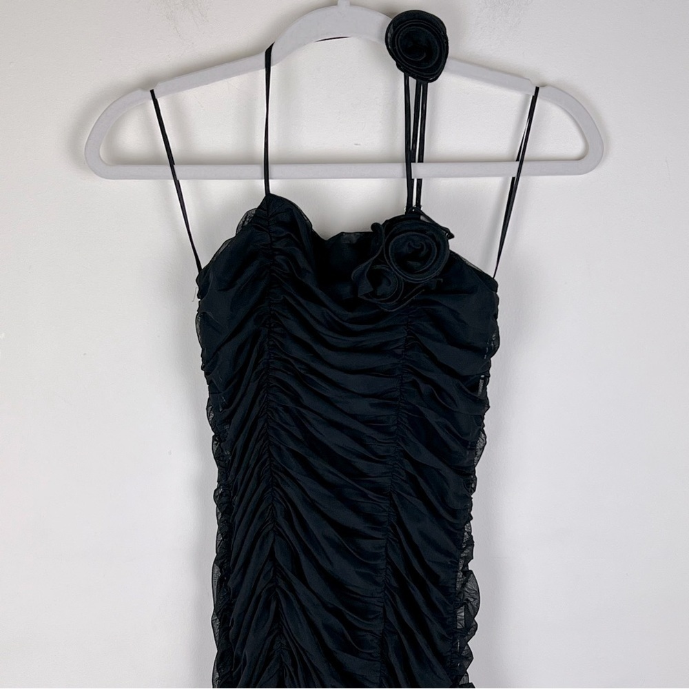 ASTR | Corsage Ruched Bodycon Midi Dress In Black | XS - Picture 6 of 10